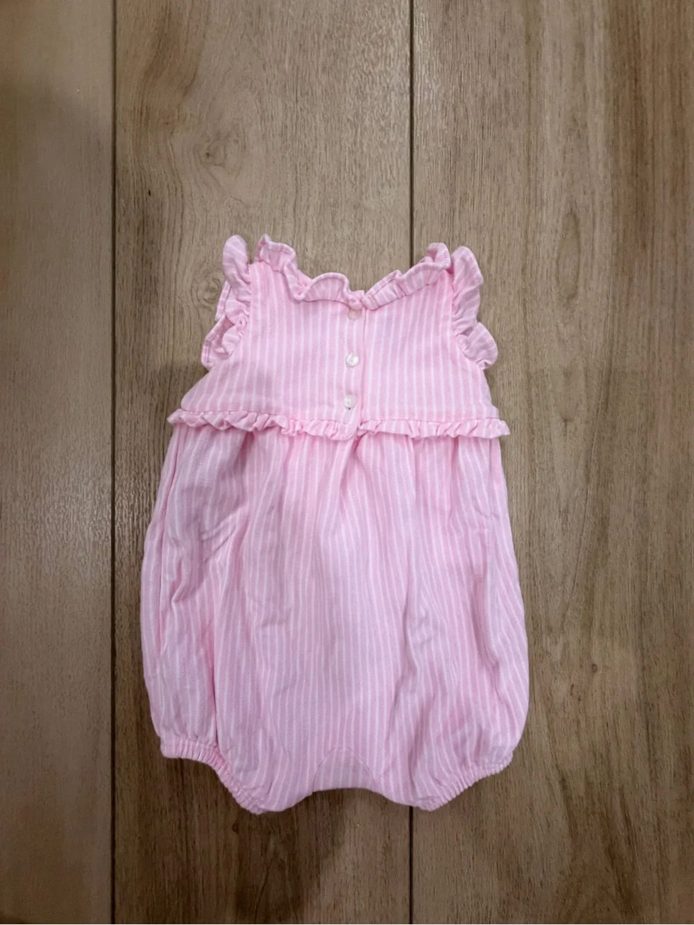 Ralph Lauren Light Pink Striped Baby Bubble Romper